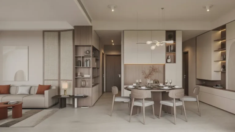 Stylish and functional open-concept living and dining room with minimalist design.