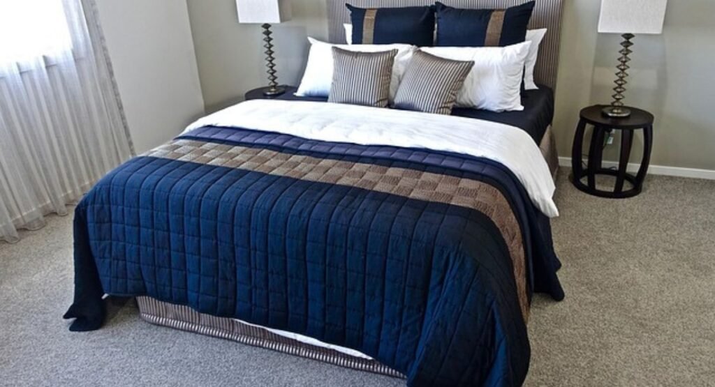 romantic bedroom with symmetrical layout