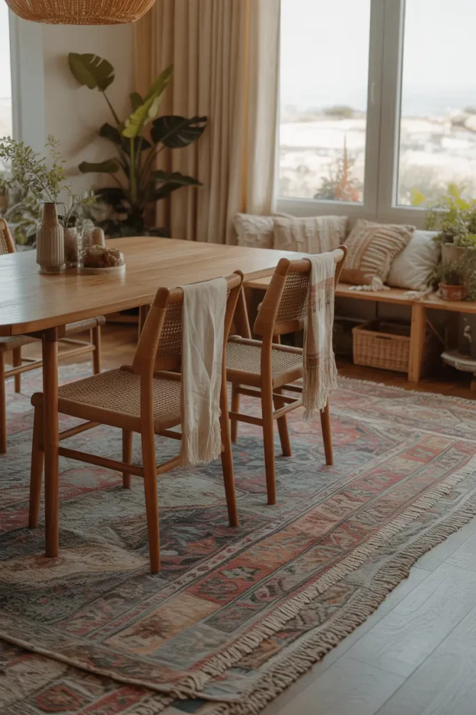 A cozy dorm bed styled with layered neutral bedding, soft beige, grey, and off-white tones, linen textures, chunky knit throw, multiple pillows, natural daylight streaming through window, minimal wood bed frame, relaxed and inviting atmosphere, close-up angled shot, soft fabric folds, subtle shadows creating depth and warmth.