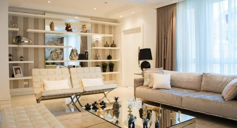 Cool and cozy boys dorm room with modern lighting, smart storage, and minimalist decor