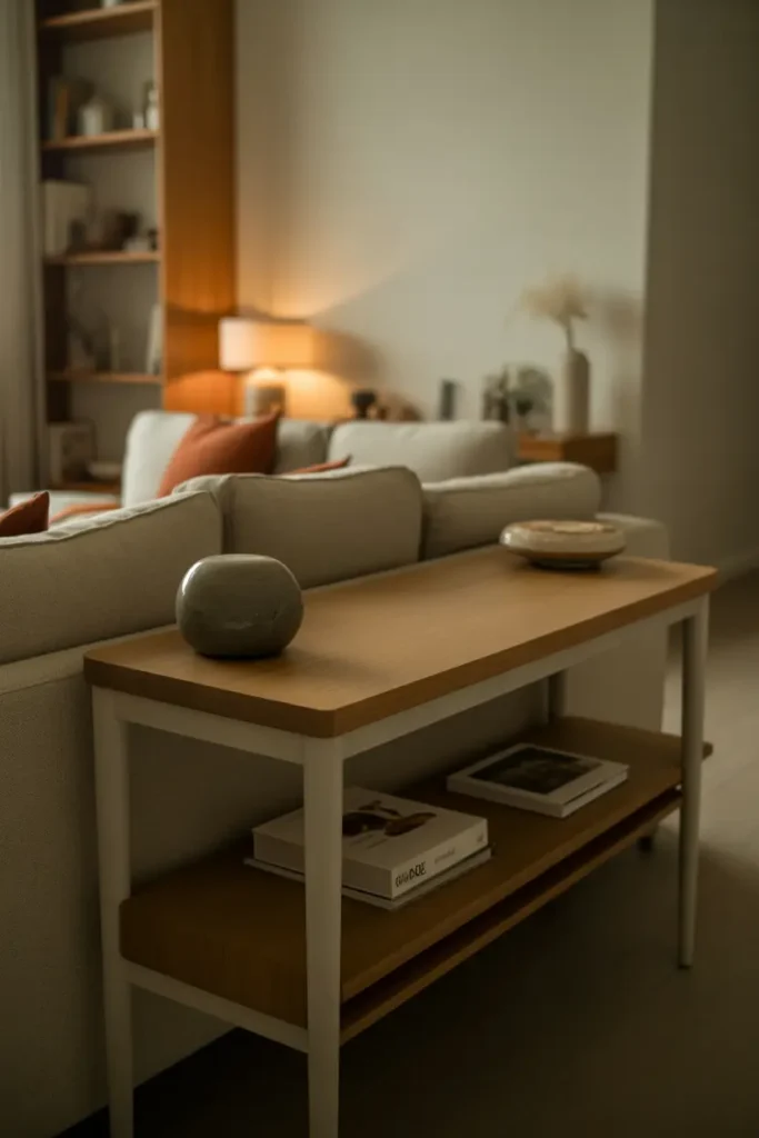 A clean minimalist study corner with a sleek white desk, ergonomic chair, natural daylight from a nearby window, soft neutral colour palette, light wood textures, simple desk lamp, laptop, small indoor plant, organised shelves, airy and calm mood, eye-level shot, modern Scandinavian style, uncluttered layout with subtle decor accents.