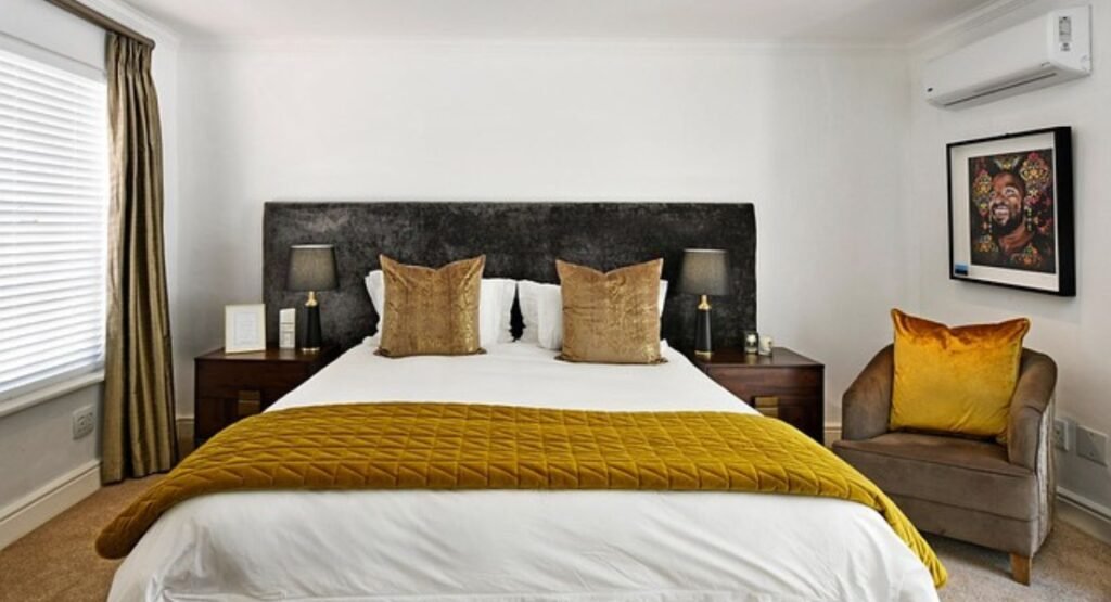 romantic bedroom with soft throw blanket