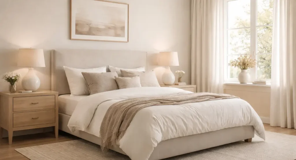 Timeless bedroom ideas using warm neutral color palette