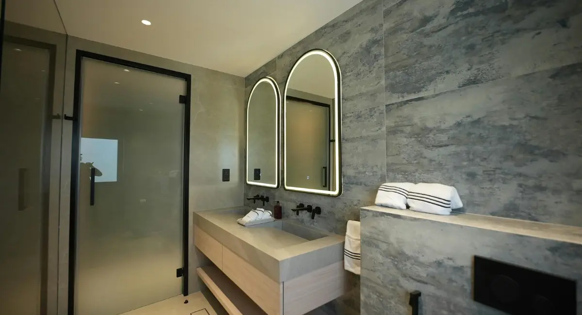 stunning black bathroom design with modern luxury interior