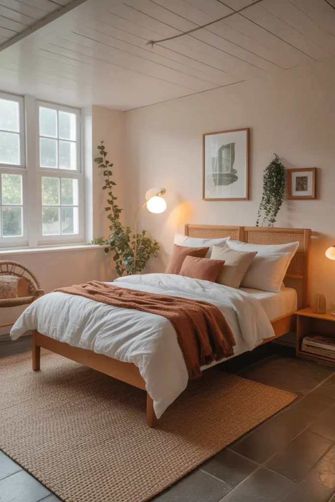 A basement bedroom with large windows letting in natural light, brightening up the space.