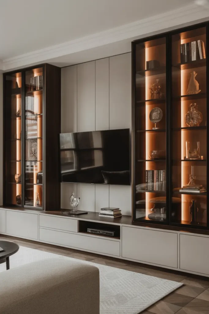 A plush, oversized area rug under a bed with a velvet frame and gold nightstands.